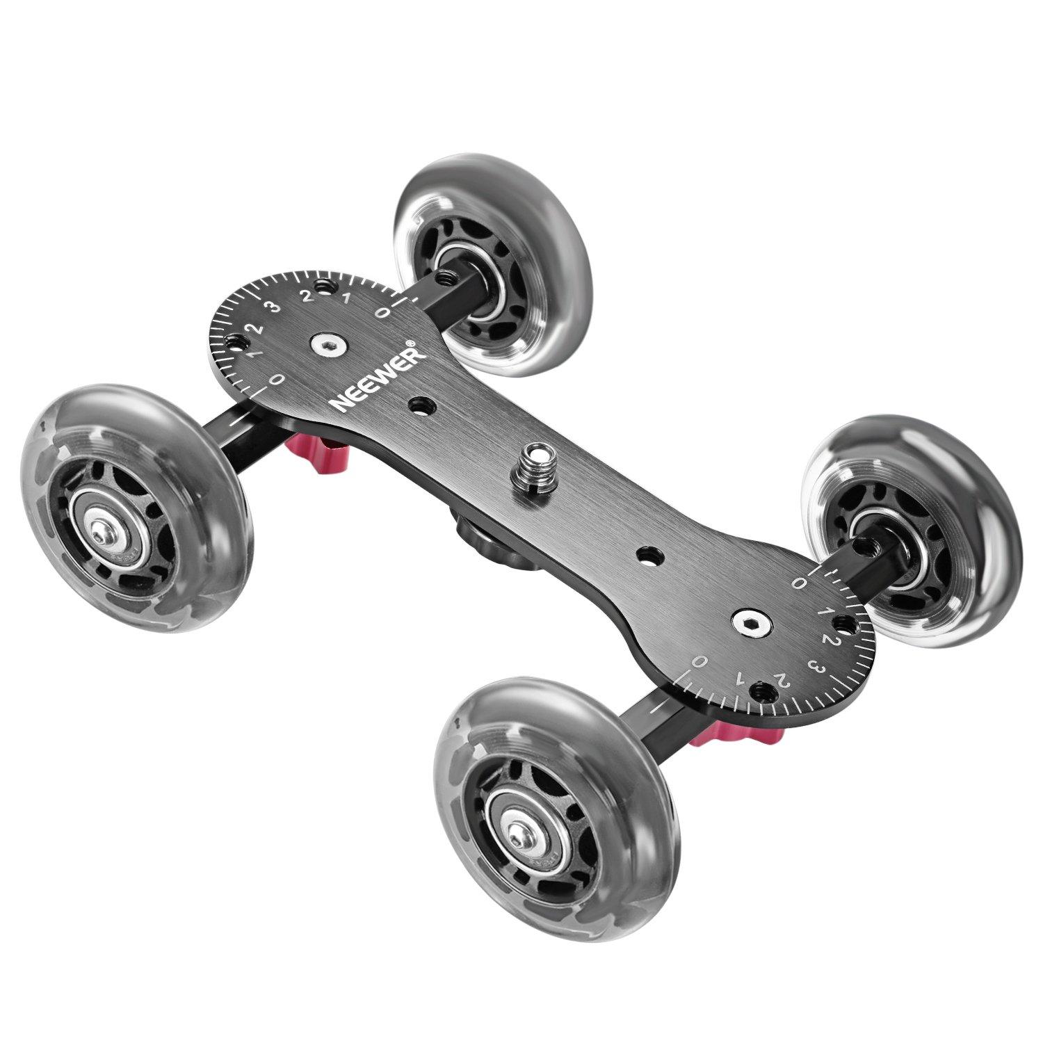 Neewer Camera Table Dolly Load Skater Aluminum Rotatable Rubber Screw for DSLR Camcorder Slider, 22lbs/10kg Capacity, Design, Rod, Wheels, 1/4 3/8
Neewer Camera Table Dolly Load Skater Aluminum Rotatable Rubber Screw for DSLR Camcorder Slider, 22lbs/10kg Capacity, Design, Rod, Wheels, 1/4 3/8
