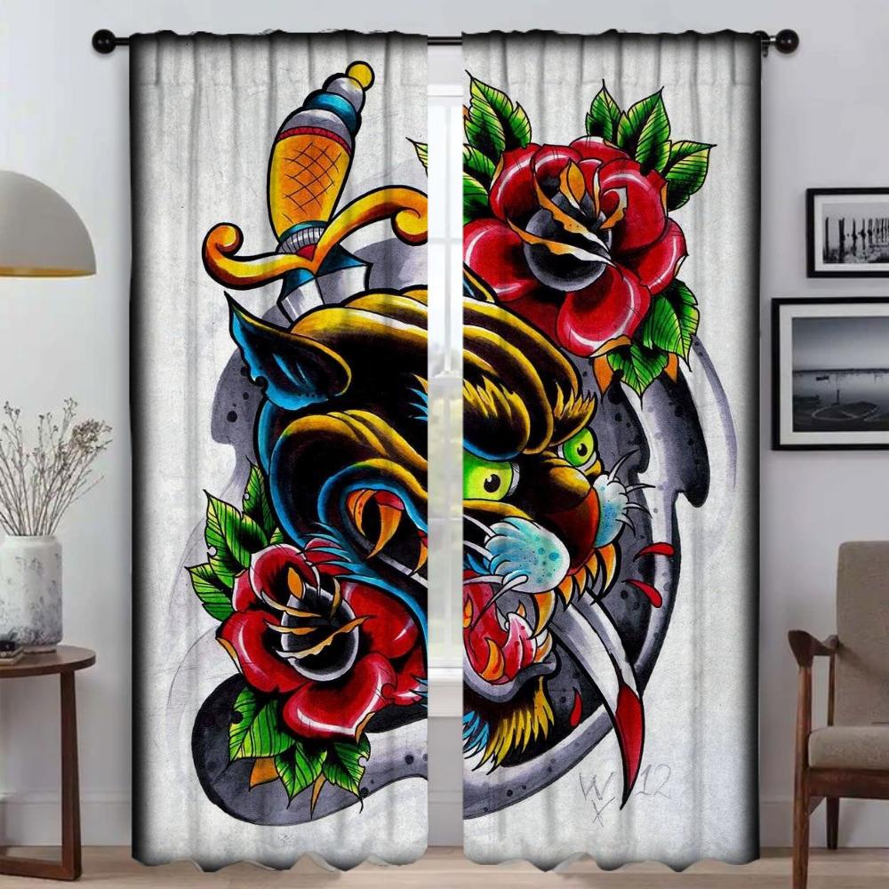 Set Of 2 Elegant New School Tattoo Curtains Camera Room Shades Tulle Bedroom Window Curtain Blinds Darkening Polyester Ideal For W100*H130(CM)-Rod Pocket&2PCS
Set Of 2 Elegant New School Tattoo Curtains Camera Room Shades Tulle Bedroom Window Curtain Blinds Darkening Polyester Ideal For W100*H130(CM)-Rod Pocket&2PCS