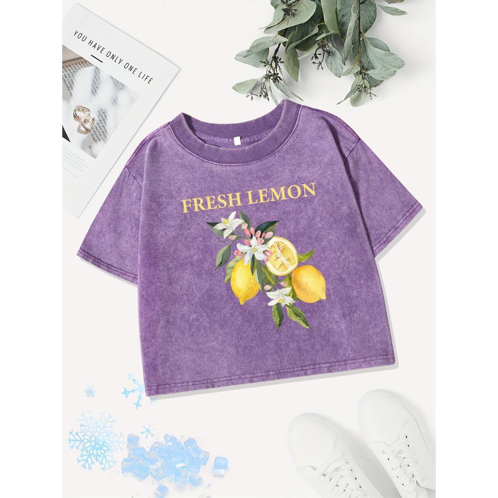 Casual Cotton Crop Tops Womens Fresh Lemon Prints Washed T-Shirts Distressed O-Neck Regular Fit Streetwear Clothes M
Casual Cotton Crop Tops Womens Fresh Lemon Prints Washed T-Shirts Distressed O-Neck Regular Fit Streetwear Clothes M
