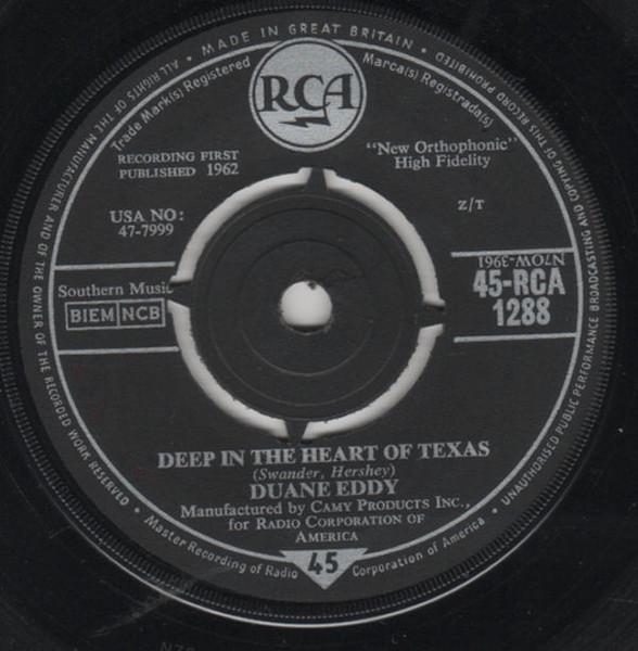 7inch Record DUANE EDDY - Deep In The Heart Of Texas 45RCA1288 RCA 1962 UK Pop Used
7inch Record DUANE EDDY - Deep In The Heart Of Texas 45RCA1288 RCA 1962 UK Pop Used