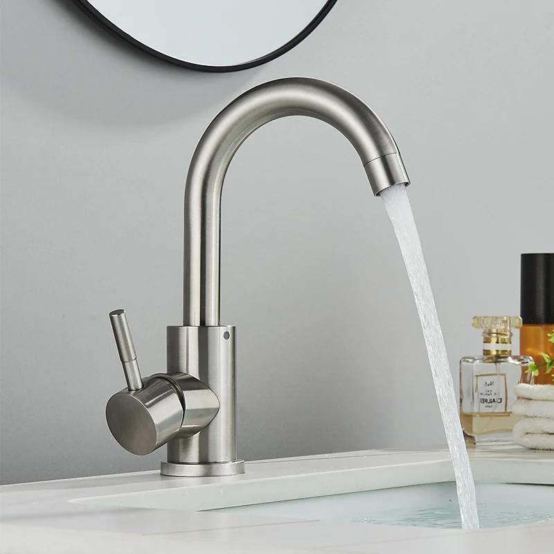 304 Stainless Steel Bathroom Basin Faucet Hot and Cold Wash Mixer Faucet 360 Rotating Sink Faucet Bathroom Single Handle Faucet
304 Stainless Steel Bathroom Basin Faucet Hot and Cold Wash Mixer Faucet 360 Rotating Sink Faucet Bathroom Single Handle Faucet