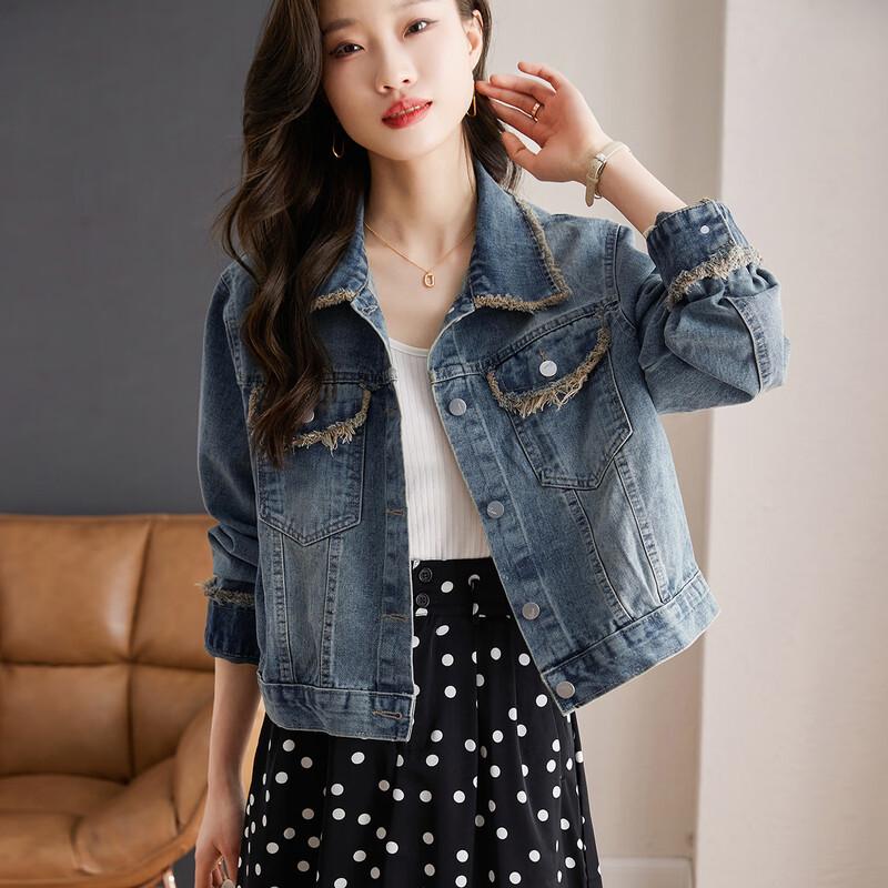 TERRE BLEUE Женская джинсовая куртка с бахромой, маленького размера M
TERRE BLEUE Женская джинсовая куртка с бахромой, маленького размера M