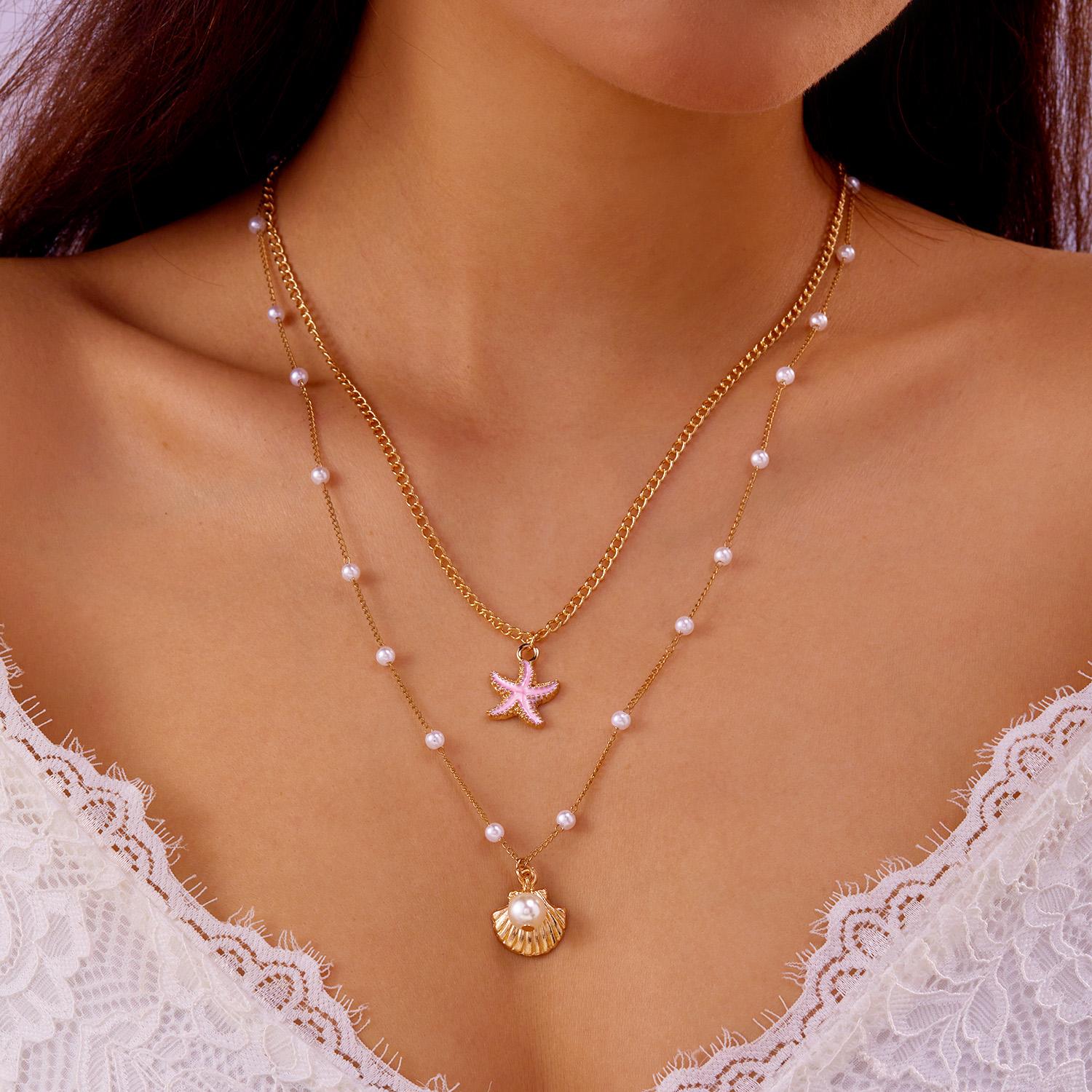 Double Layered Imitation Pearl Starfish Shell Pendant Necklace for Women Ocean Style Summer Beach Jewelry Travel Party Gift
Double Layered Imitation Pearl Starfish Shell Pendant Necklace for Women Ocean Style Summer Beach Jewelry Travel Party Gift