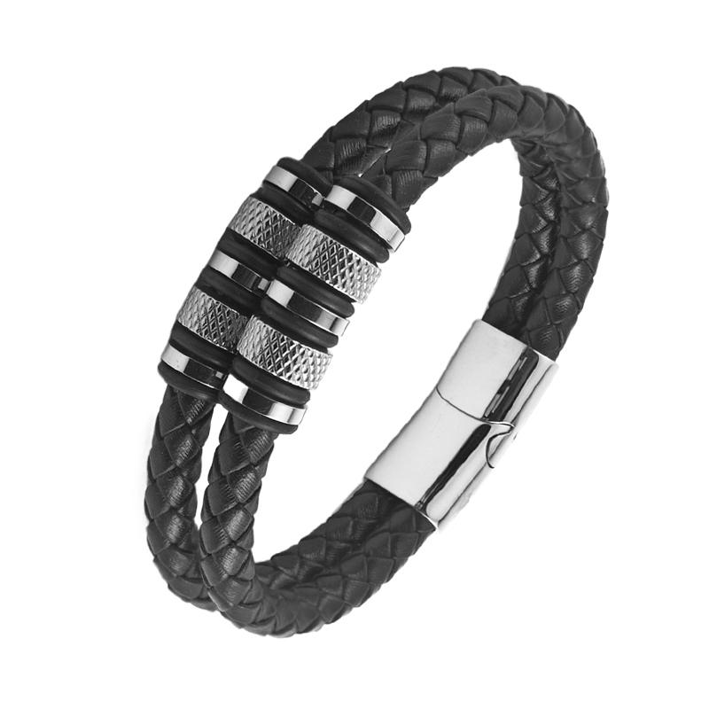 Punk Style Pineapple Pattern Men s Jewelry Leather Bracelet with Black/gold/silver Multi-layer Stainless Steel Open Bangle Gift 22cm срібний
Punk Style Pineapple Pattern Men s Jewelry Leather Bracelet with Black/gold/silver Multi-layer Stainless Steel Open Bangle Gift 22cm срібний