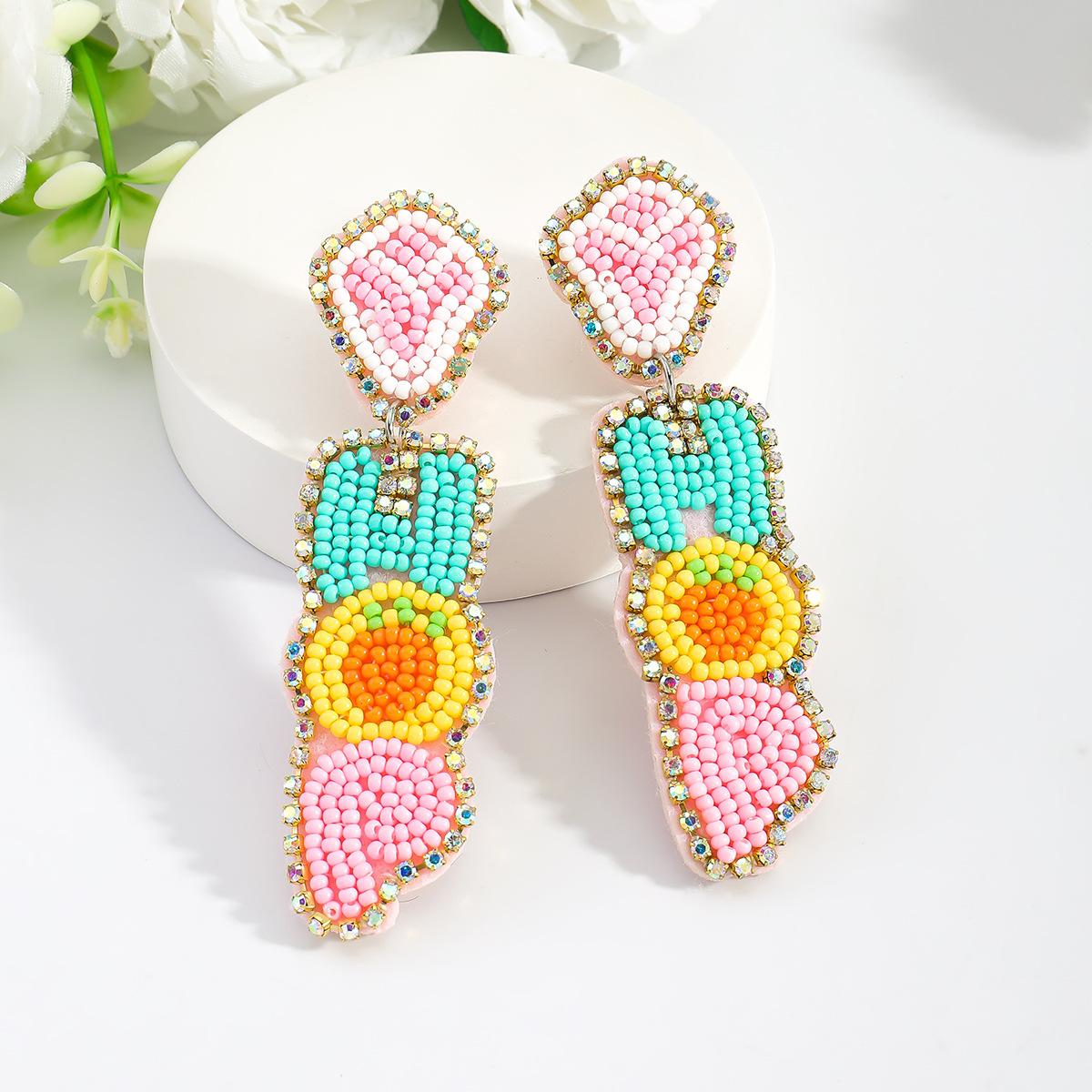 Creative letter rice bead earrings cute rabbit carrot shape stud earrings holiday party earrings
Creative letter rice bead earrings cute rabbit carrot shape stud earrings holiday party earrings