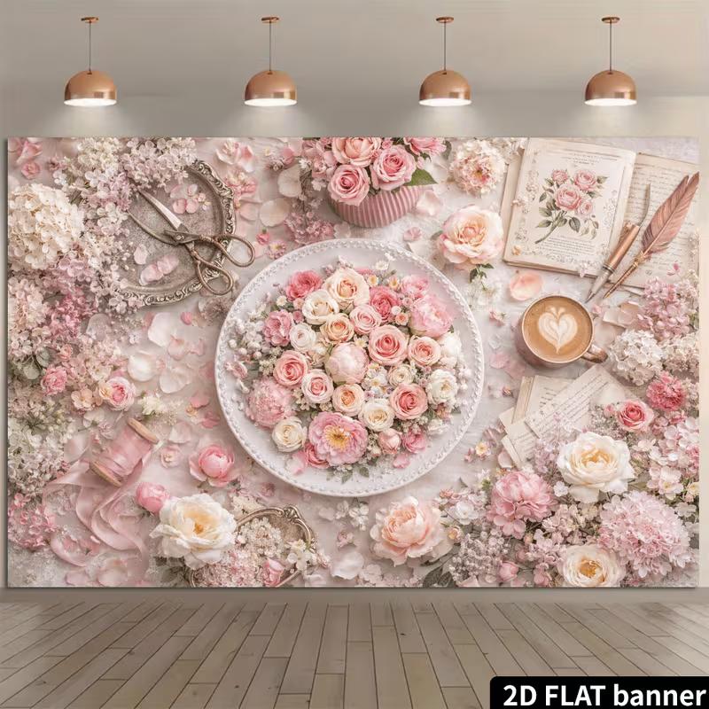 2D Shabby Chic Floral Backdrop - Pink Rose & Coffee Themed Party Banner 47.2x31.5inch/120*80cm
2D Shabby Chic Floral Backdrop - Pink Rose & Coffee Themed Party Banner 47.2x31.5inch/120*80cm