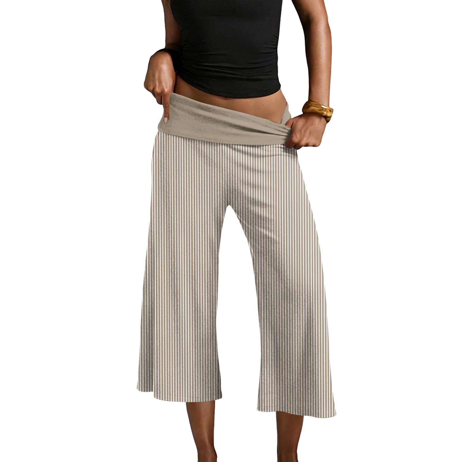 Women’s Wide Leg Cropped Pants with Foldover Waistband and Vertical Stripe Pattern for Comfortable Fit M хакі
Women’s Wide Leg Cropped Pants with Foldover Waistband and Vertical Stripe Pattern for Comfortable Fit M хакі