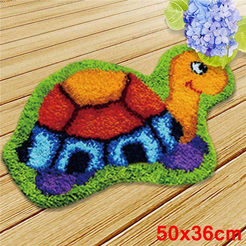 Мультяшное животное Наволочка с крючком для защелки Смирна Набор крючков Ручная вязка Вышитая подушка Ковер Набор для вышивания Коврик с крючком для защелки