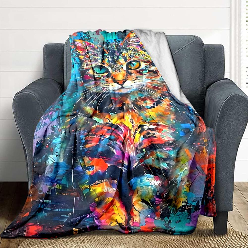 1pc Colorful Cat Art Print Blanket Lightweight Flannel Blanket Throw Blanket For Sofa, Bed, Travel, Camping, Livingroom, Couch, Chair, And Bed yy25090 100x150cm
1pc Colorful Cat Art Print Blanket Lightweight Flannel Blanket Throw Blanket For Sofa, Bed, Travel, Camping, Livingroom, Couch, Chair, And Bed yy25090 100x150cm