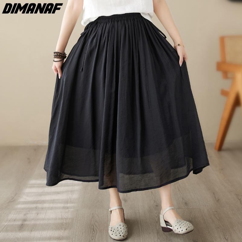 DIMANAF 2023, женская юбка, летняя однотонная черная плиссированная юбка большого размера с эластичной резинкой на талии, свободная
DIMANAF 2023, женская юбка, летняя однотонная черная плиссированная юбка большого размера с эластичной резинкой на талии, свободная
