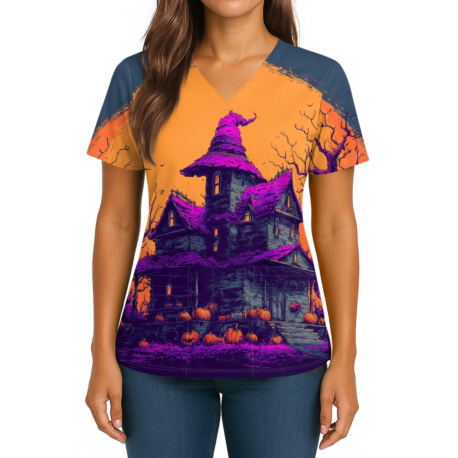 Women s Halloween Printed V-Neck Double Pocket Short Sleeves Hem Slit Uniform Caregiver Top XL фіолетовий
Women s Halloween Printed V-Neck Double Pocket Short Sleeves Hem Slit Uniform Caregiver Top XL фіолетовий