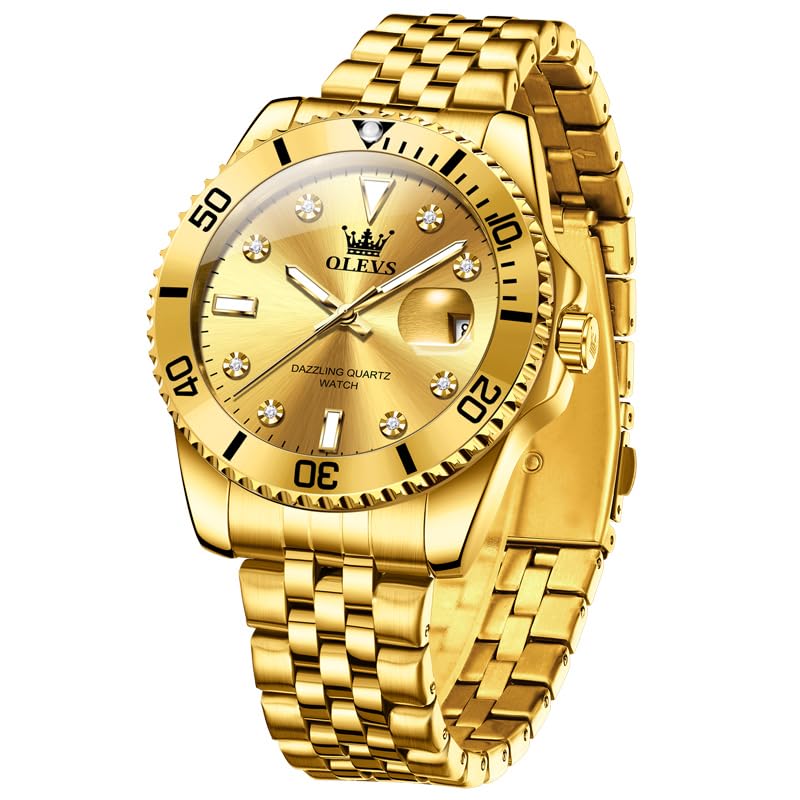 OLEVS Men s Quartz Business Stylish Men s Watch Waterproof Diamond Metal Band Date Luminous Present watch for men Gold
OLEVS Men s Quartz Business Stylish Men s Watch Waterproof Diamond Metal Band Date Luminous Present watch for men Gold