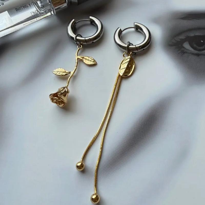 Retro New Trendy Romantic Rose Flowers Earrings Buckles Female Simple Design Personality Asymmetrical Drop Earrings Punk Zircon
Retro New Trendy Romantic Rose Flowers Earrings Buckles Female Simple Design Personality Asymmetrical Drop Earrings Punk Zircon