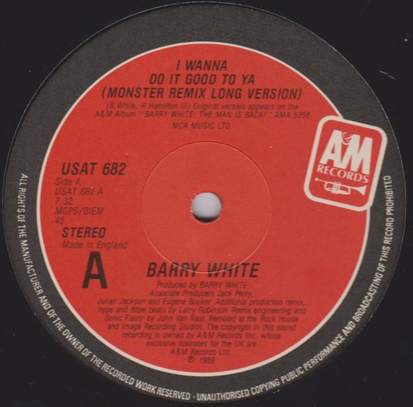 12inch Record BARRY WHITE - I Wanna Do It Good To Ya USAT682 A&M Records 1990 UK Dance & Electronica Used
12inch Record BARRY WHITE - I Wanna Do It Good To Ya USAT682 A&M Records 1990 UK Dance & Electronica Used