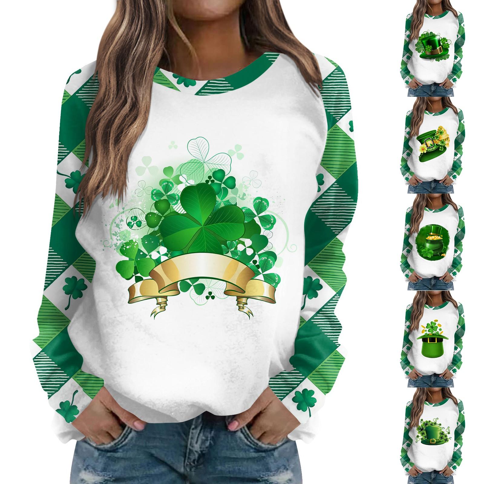 Women s Fashion Casual Top Long Sleeve St Patrick s Day Print Round Neck Sweatshirt
Women s Fashion Casual Top Long Sleeve St Patrick s Day Print Round Neck Sweatshirt