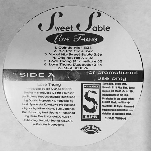 12inch Record SWEET SABLE - Love Thang 72392780141 Street Life Rec 1994 US Rap & Hip-Hop/R&B Used
12inch Record SWEET SABLE - Love Thang 72392780141 Street Life Rec 1994 US Rap & Hip-Hop/R&B Used