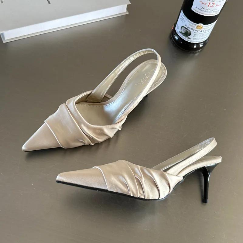 Brand Woman Slingback Shoes Fashion Spring New Fashion Ladies High Heels Elegant Med Heel Pointed Toe Slip on Sandals
Brand Woman Slingback Shoes Fashion Spring New Fashion Ladies High Heels Elegant Med Heel Pointed Toe Slip on Sandals