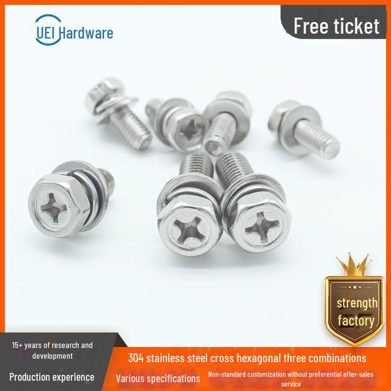 304 Stainless Steel Hexagon Screw with Spring Washer Combination M4 x 8 mm 
304 Stainless Steel Hexagon Screw with Spring Washer Combination M4 x 8 mm