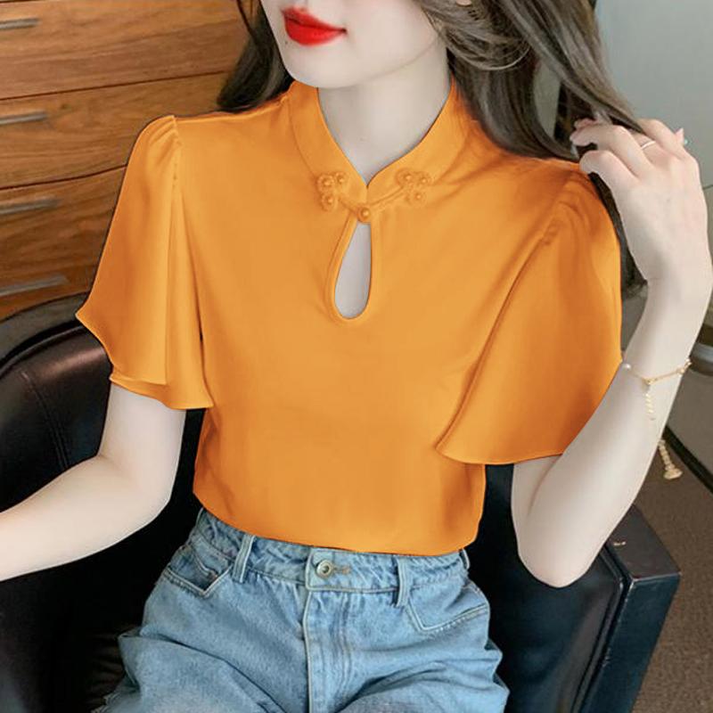 VONDA Жіноча повсякденна одноколірна вільна блузка з розкльошеним коміром-стійкою з коротким рукавом 2XL помаранчевий
VONDA Жіноча повсякденна одноколірна вільна блузка з розкльошеним коміром-стійкою з коротким рукавом 2XL помаранчевий