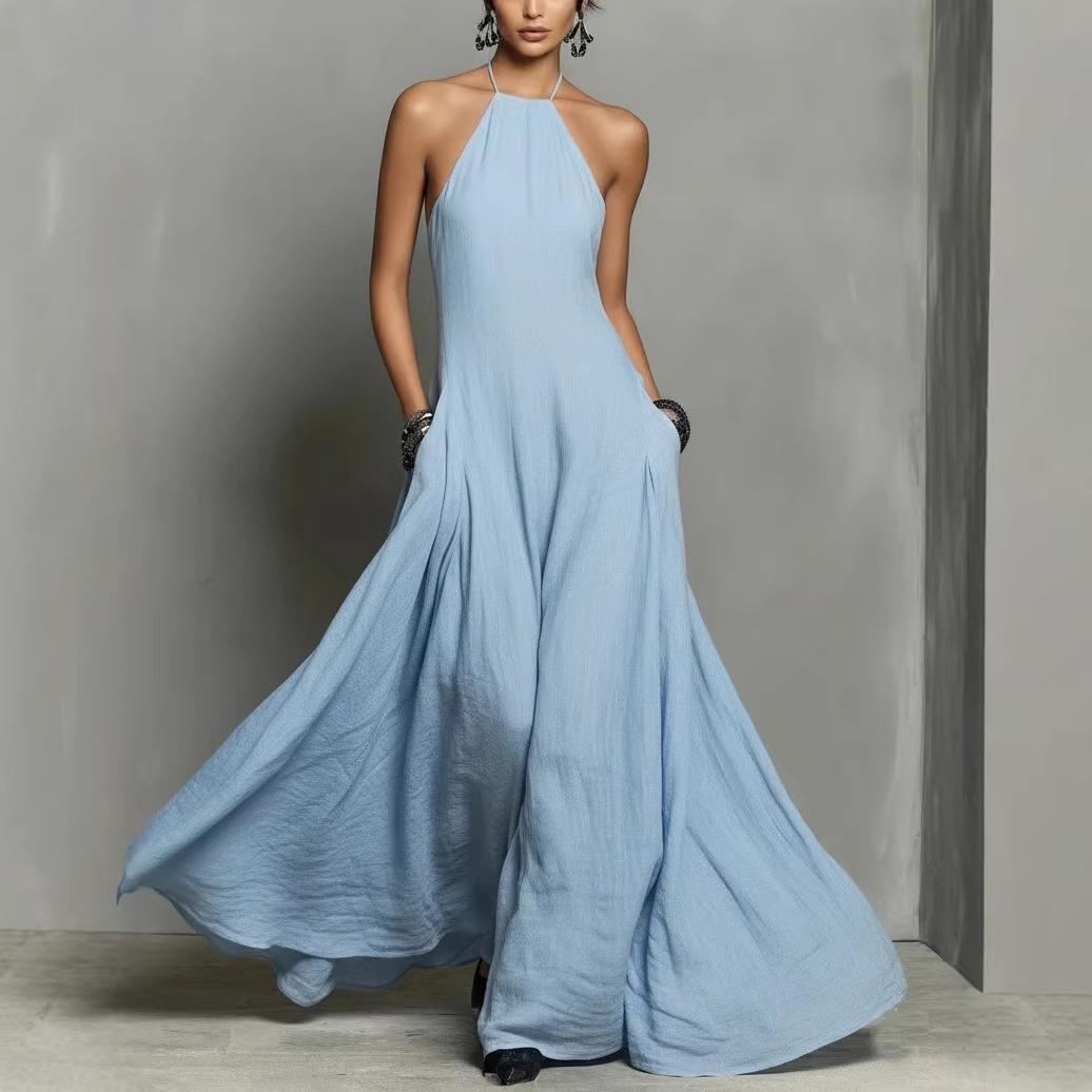 Minimalist Backless Sleeveless Long Beach Dress for Women XXL світло-синій колір
Minimalist Backless Sleeveless Long Beach Dress for Women XXL світло-синій колір