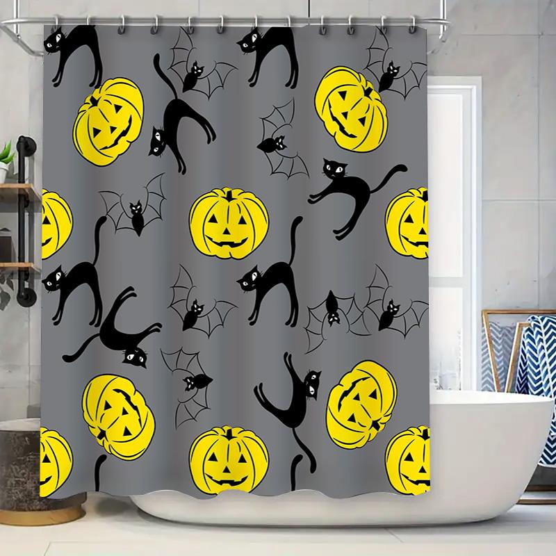 Halloween Bath Mat Black Cats Jack-o -Lanterns Shower Curtain Set for Bathroom Decor Waterproof Fabric with Ring Holders (gray) 90x180cm
Halloween Bath Mat Black Cats Jack-o -Lanterns Shower Curtain Set for Bathroom Decor Waterproof Fabric with Ring Holders (gray) 90x180cm