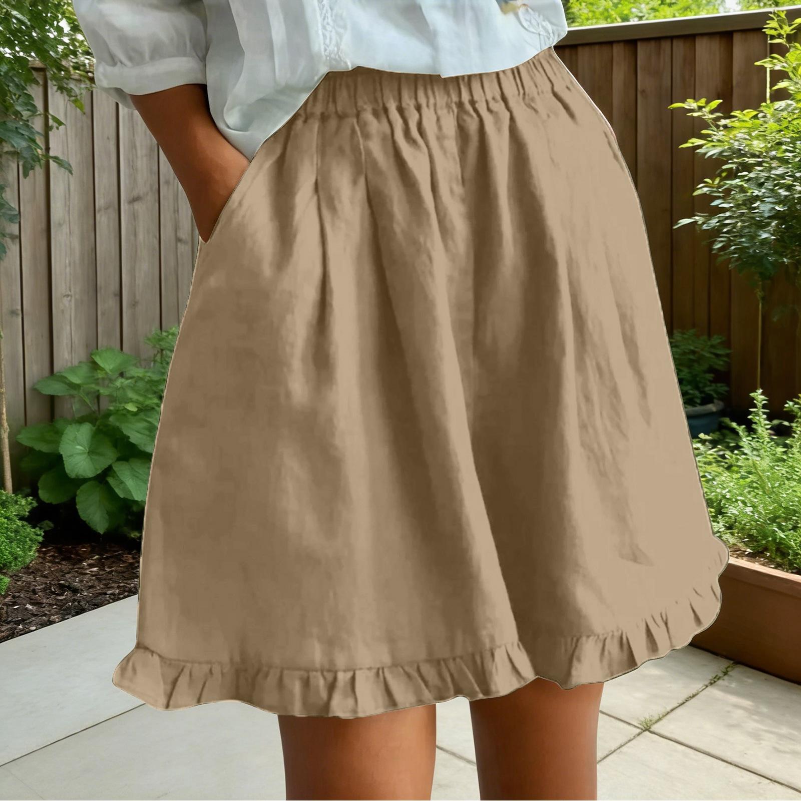 Women Elastic Waist Casual Loose Skirt with Ruffle Hem Lightweight Short Skirt Soft Fabric Comfortable Summer Skirt XL хакі
Women Elastic Waist Casual Loose Skirt with Ruffle Hem Lightweight Short Skirt Soft Fabric Comfortable Summer Skirt XL хакі