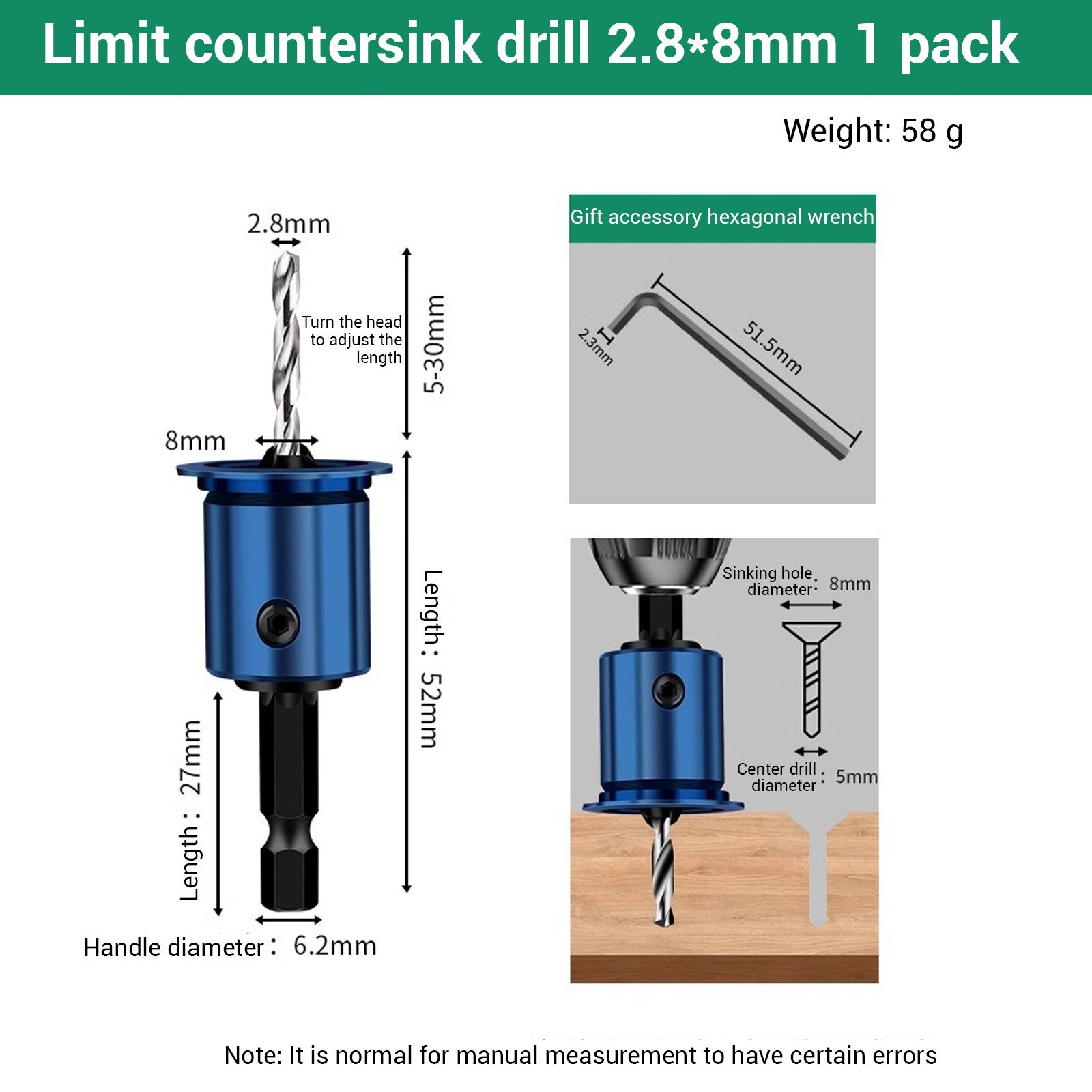 Набор сверл с шестигранным хвостовиком и зенковкой, ограничитель глубины сверления отверстий, сверло с зенковкой и регулируемым ограничителем глубины с низким коэффициентом трения для точной деревообработки 120#
Набор сверл с шестигранным хвостовиком и зенковкой, ограничитель глубины сверления отверстий, сверло с зенковкой и регулируемым ограничителем глубины с низким коэффициентом трения для точной деревообработки 120#