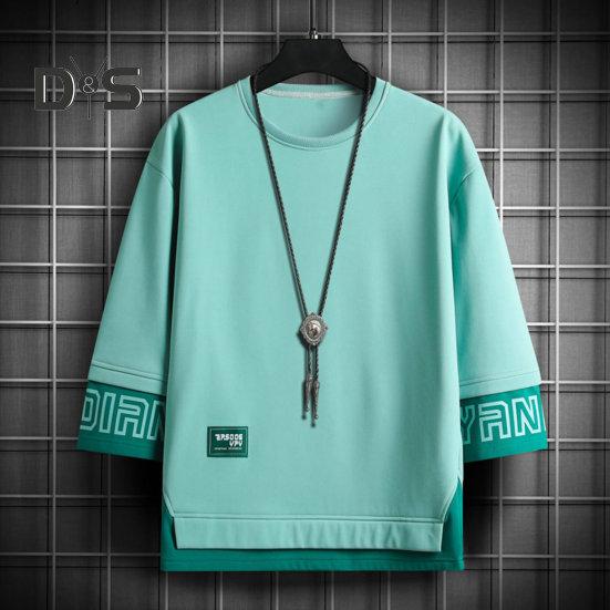 Устойчивая к усадке летняя футболка с круглым вырезом, стильная летняя лоскутная цветная футболка-пуловер