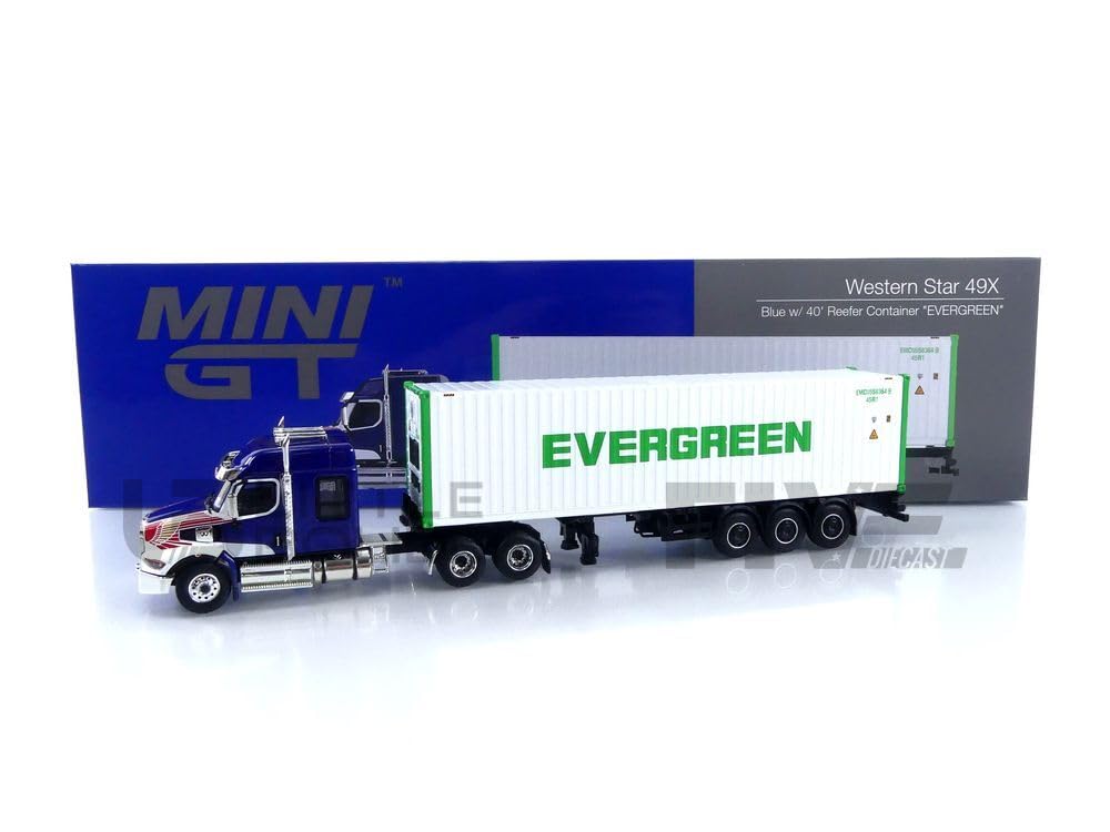 TrueScale Miniatures MINI GT Western Star 49X 40-футовый рефрижераторный контейнер Evergreen с левой ручкой, готовый продукт 1/64
TrueScale Miniatures MINI GT Western Star 49X 40-футовый рефрижераторный контейнер Evergreen с левой ручкой, готовый продукт 1/64