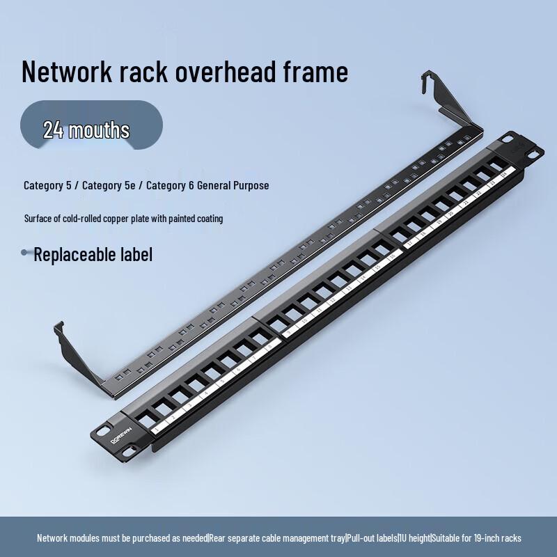 DOREWIN 24-Port Cat5e/Cat6 Network Patch Panel 24-Port Standard
DOREWIN 24-Port Cat5e/Cat6 Network Patch Panel 24-Port Standard