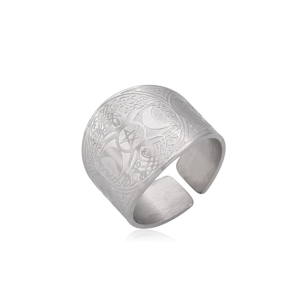 Titanium Steel Open Ring With Double Moon And Pentagram Design Punk Jewelry For Men no. 10
Titanium Steel Open Ring With Double Moon And Pentagram Design Punk Jewelry For Men no. 10