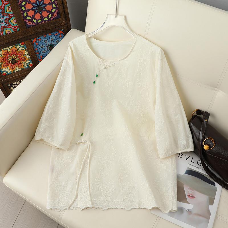 New Chinese-Style Embroidered Shirt: Versatile, Loose-Fit, Hollow Design, Seven-Point Sleeve for Spring and Autumn. Extra Large грязно-белый
New Chinese-Style Embroidered Shirt: Versatile, Loose-Fit, Hollow Design, Seven-Point Sleeve for Spring and Autumn. Extra Large грязно-белый