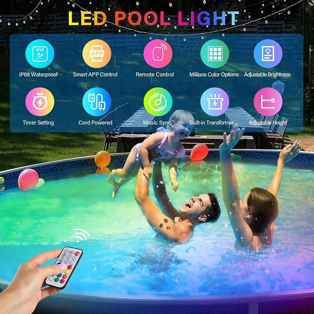 LED Underwater Pool Lighting 20W RGB Dimmable Colour Changing Hangings Pool Headlight Smart Remote Control Waterproof Pool Light
LED Underwater Pool Lighting 20W RGB Dimmable Colour Changing Hangings Pool Headlight Smart Remote Control Waterproof Pool Light