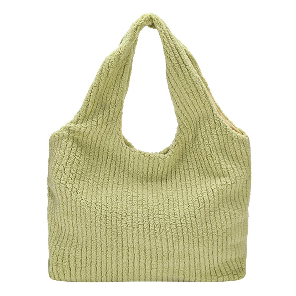 Autumn Winter Shoulder Bag Large Fleece Women Candy Tote Handbag (Light Green) R