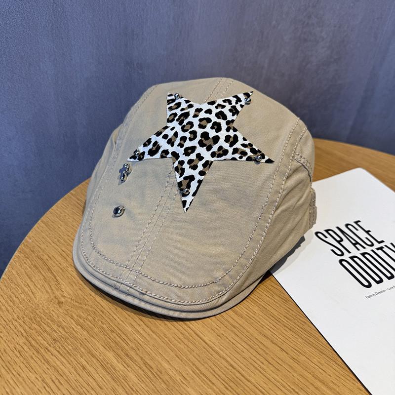 Leopard Print Star Patch Womens Vintage Cap With Breathable Cotton For Street Style
Leopard Print Star Patch Womens Vintage Cap With Breathable Cotton For Street Style