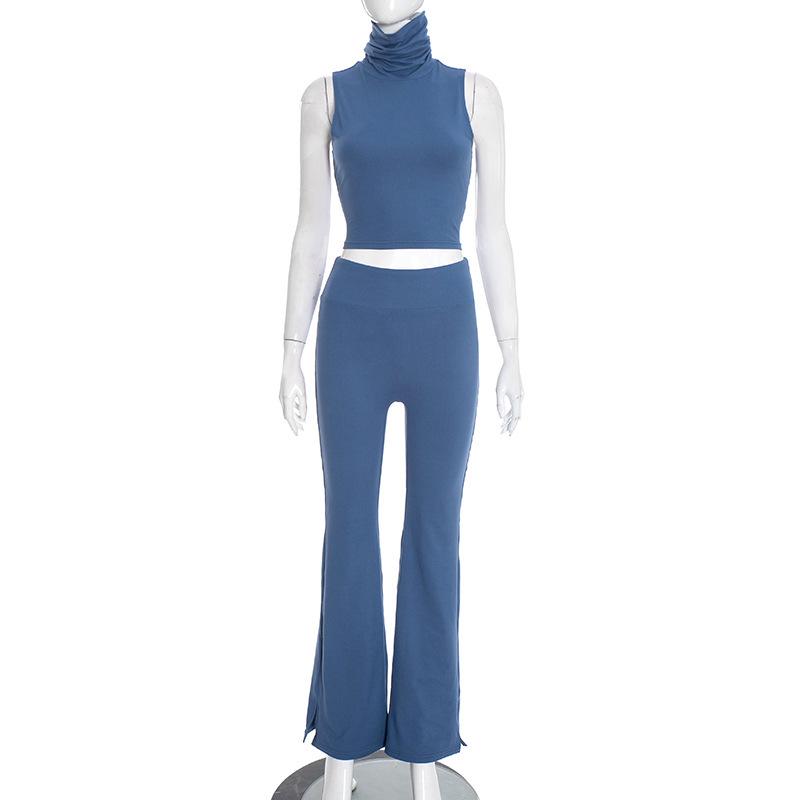 New European Style Women s Solid High Neck Vest & Micro Flare Pants Set Small
New European Style Women s Solid High Neck Vest & Micro Flare Pants Set Small