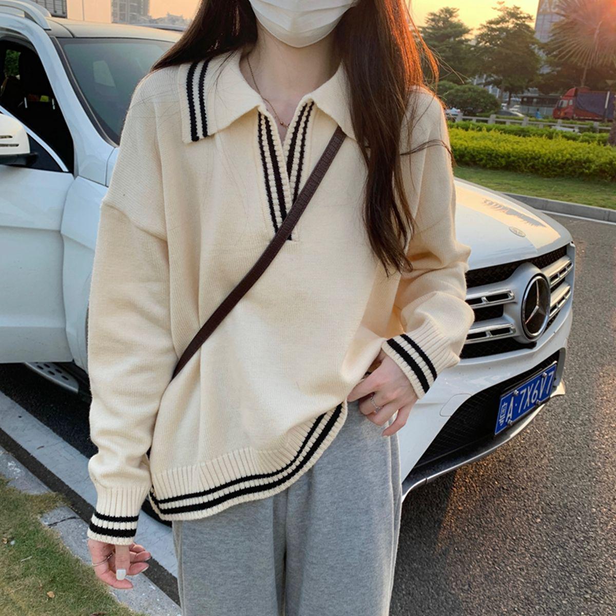 Women s Hong Kong Style Preppy Color Block Knit Polo Sweater for Fall/Winter One Size серый
Women s Hong Kong Style Preppy Color Block Knit Polo Sweater for Fall/Winter One Size серый