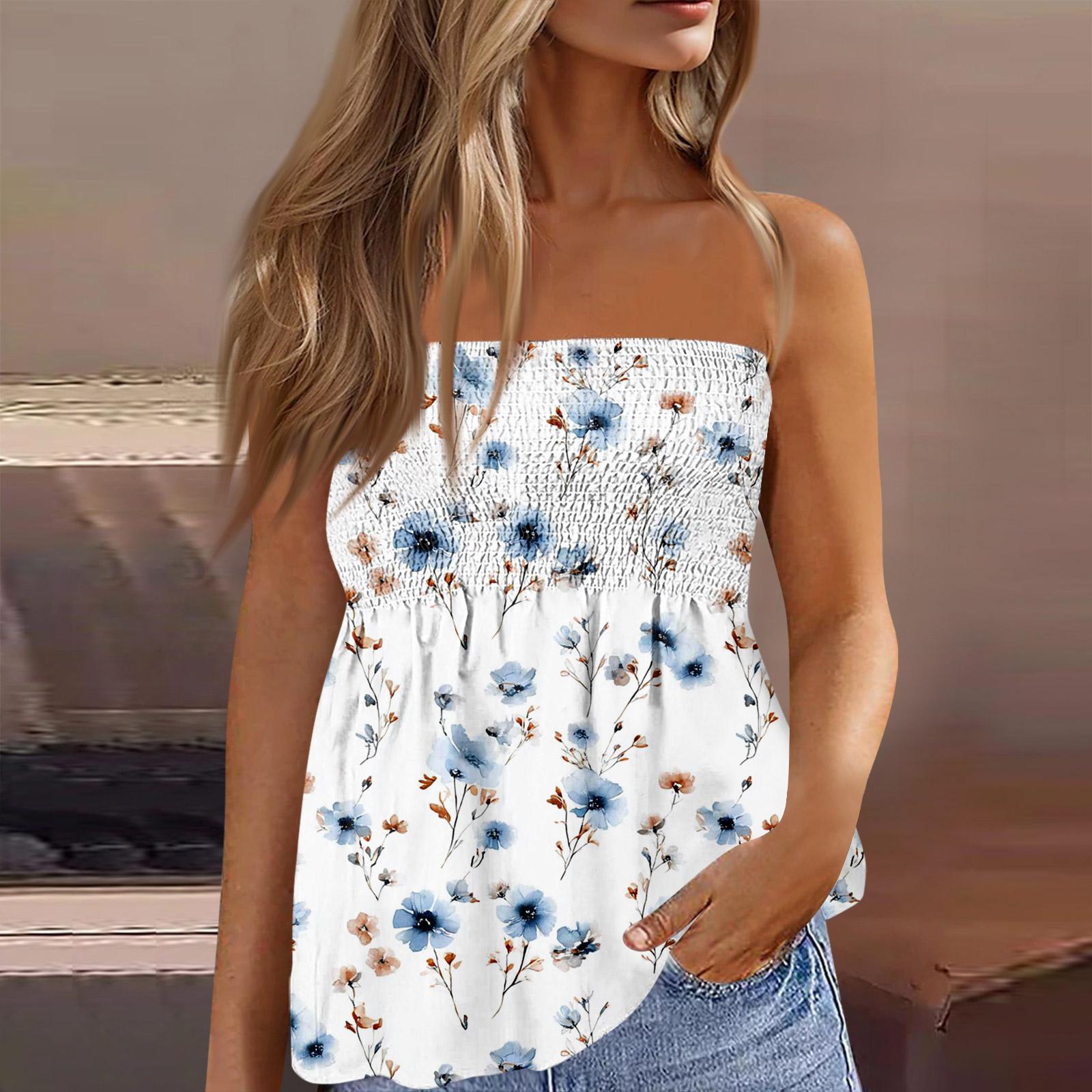 Women s Fashionable And Sexy Backless Elastic Floral Print Strapless Slimming T-shirt Top S білий
Women s Fashionable And Sexy Backless Elastic Floral Print Strapless Slimming T-shirt Top S білий