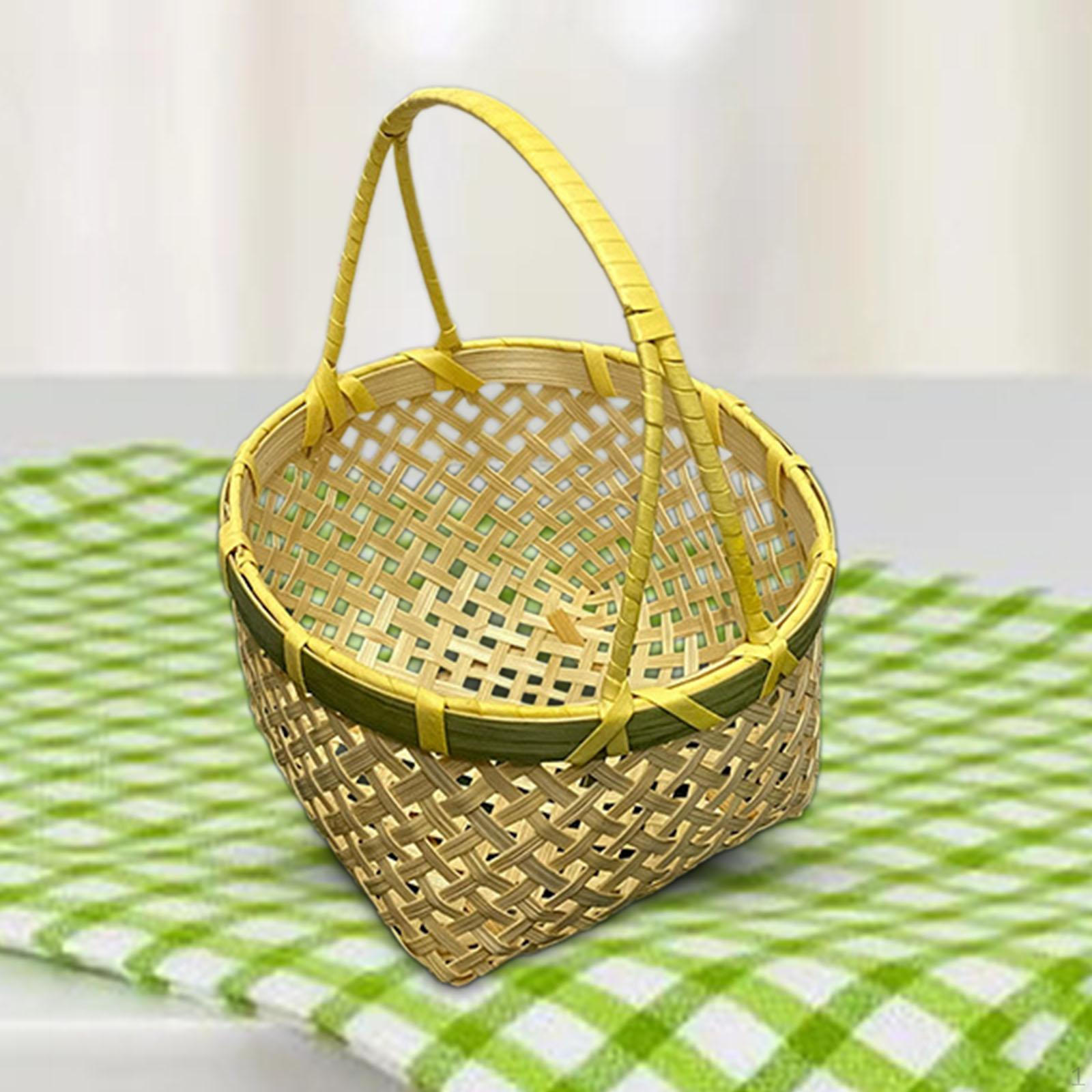 Bamboo Woven Fruit Basket Food Storage Meal Handmade Bread for Yellow Handle
Bamboo Woven Fruit Basket Food Storage Meal Handmade Bread for Yellow Handle