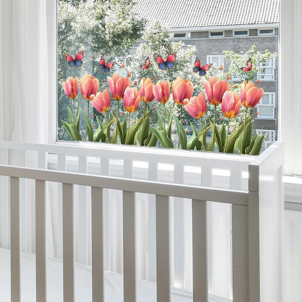 Painted Pink Tulips Balcony Glass Windows Home Beautification and Decoration Static Electricity Window Stickers
Painted Pink Tulips Balcony Glass Windows Home Beautification and Decoration Static Electricity Window Stickers