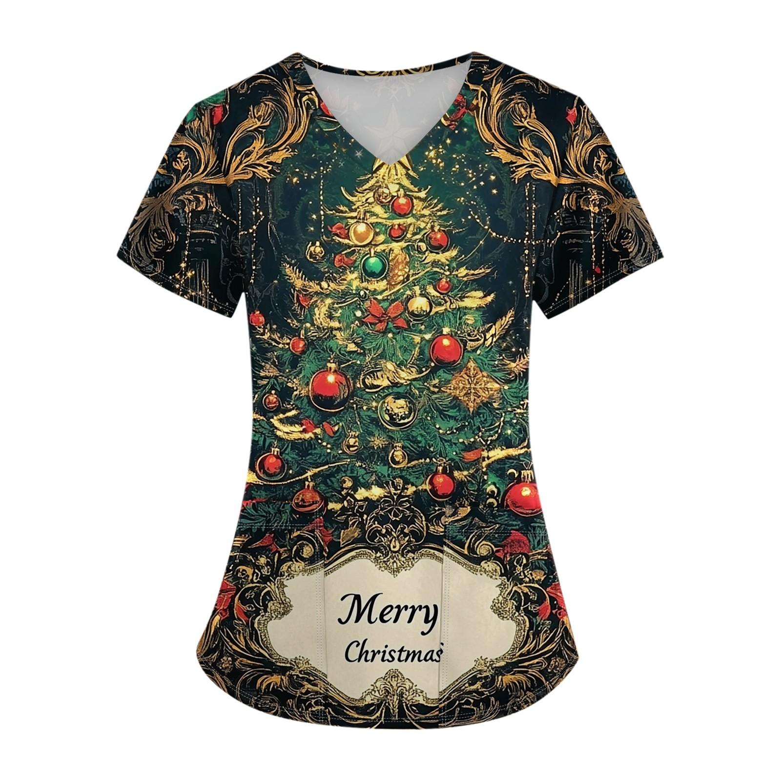 Женский топ с карманом и коротким рукавом с крестом и V-образным вырезом XXXXL зелёный