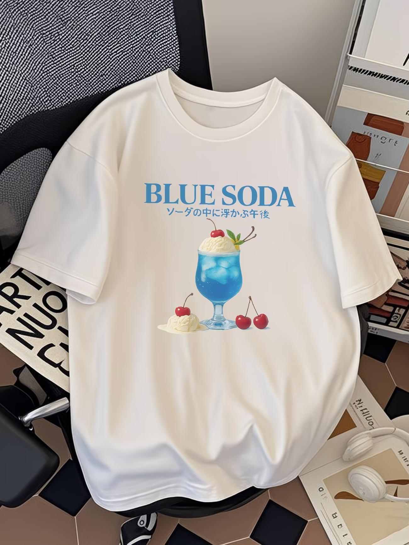 Kawaii Blue Soda Ice Cream Graphic T-Shirt Japanese Letter Print Women Men Summer Short Sleeve Loose Tops Casual Streetwear Tee S
Kawaii Blue Soda Ice Cream Graphic T-Shirt Japanese Letter Print Women Men Summer Short Sleeve Loose Tops Casual Streetwear Tee S