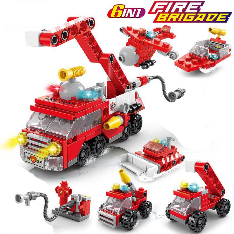 142Pcs 6 In 1 City Fire Fighting Vehicle Building Blocks Assemble Christmas Gifts Educational Bricks Toys for Kids Children
142Pcs 6 In 1 City Fire Fighting Vehicle Building Blocks Assemble Christmas Gifts Educational Bricks Toys for Kids Children