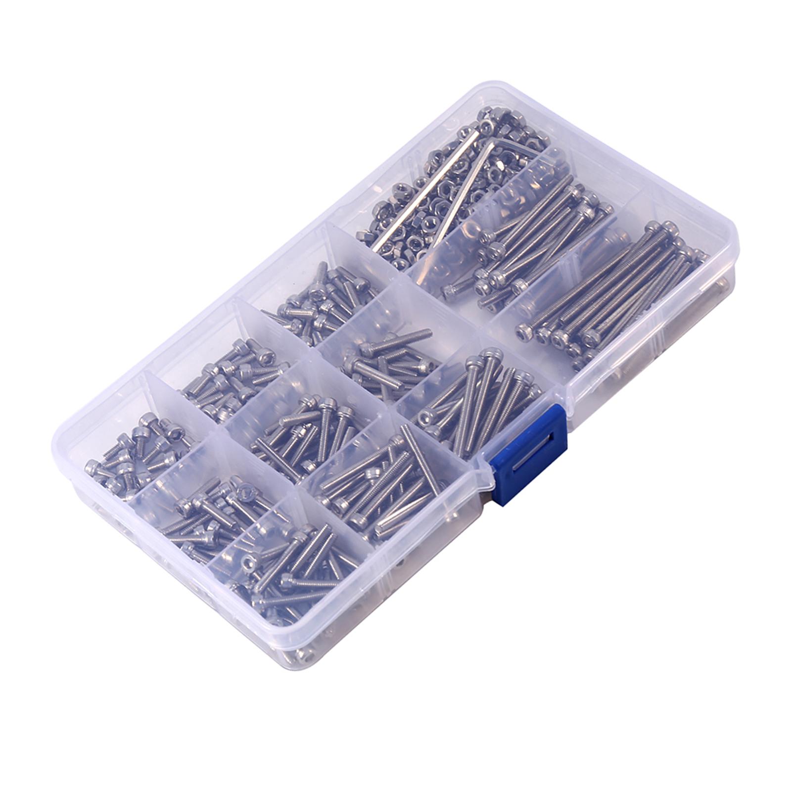 440pcs M3 Stainless Steel Hex Head Socket Screws and Nuts Assortment 2 Hex Keys
440pcs M3 Stainless Steel Hex Head Socket Screws and Nuts Assortment 2 Hex Keys