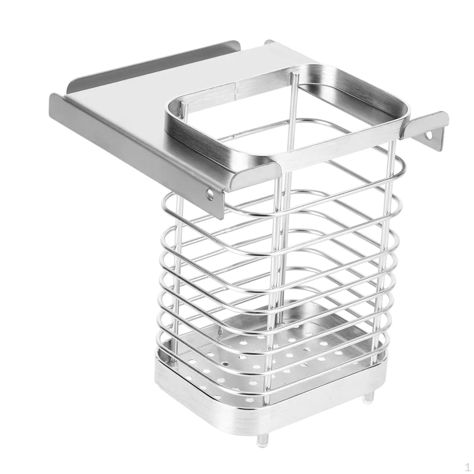 Держатель для палочек для еды, практичная многоцелевая корзина из нержавеющей стали для хранения столовых приборов серебряный