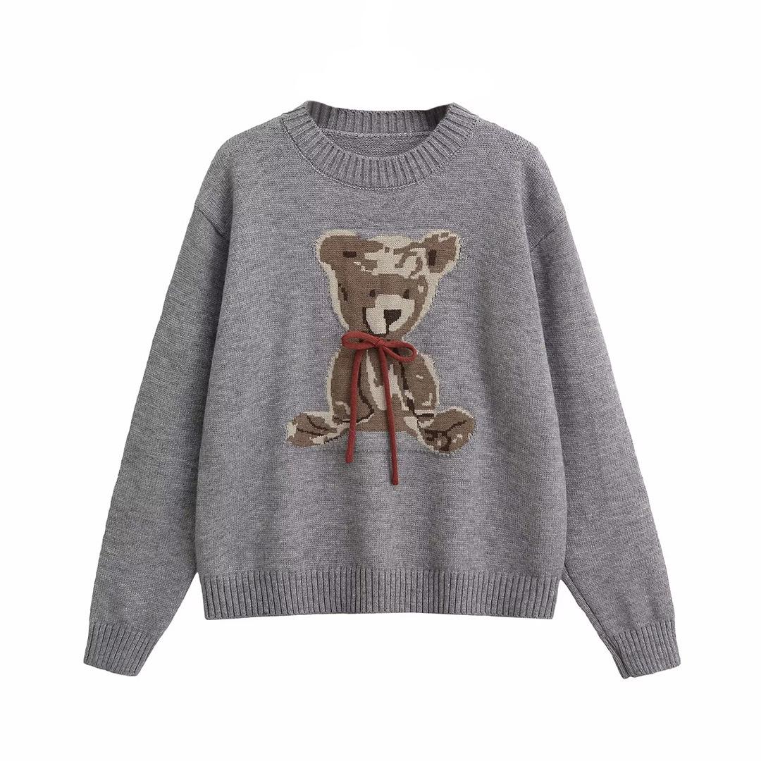 Женский зимний вязаный свитер 2024 - Европейский и американский стиль, круглый вырез с брошью в виде банта с медведем One Size серый
Женский зимний вязаный свитер 2024 - Европейский и американский стиль, круглый вырез с брошью в виде банта с медведем One Size серый