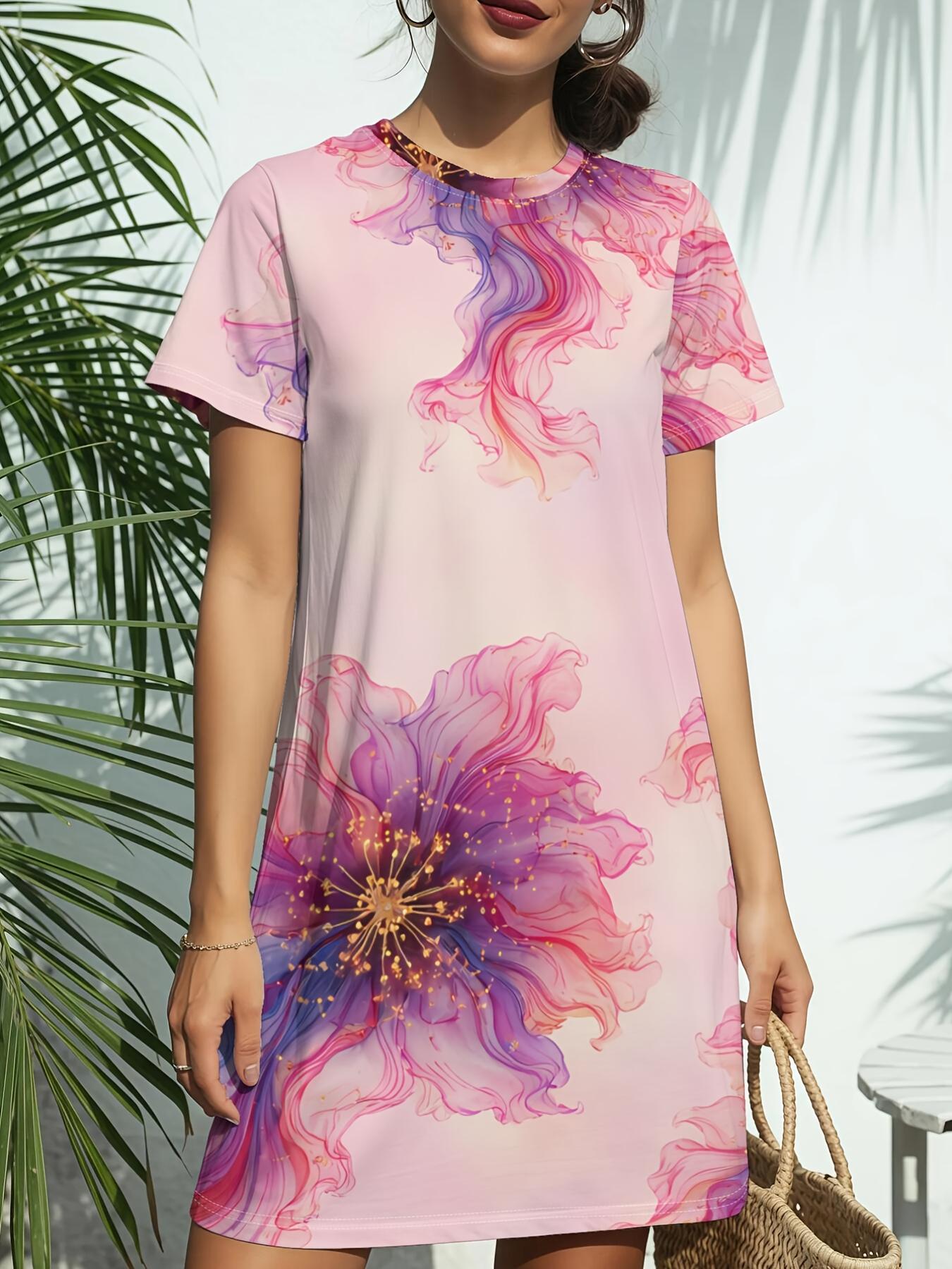 Purple Flower Print New Women S Round Neck Short Sleeve T-Shirt Dress. American Style Trendy Digital Printing. Casual And Versatile for Spring And Sum 6XL дубильна кора
Purple Flower Print New Women S Round Neck Short Sleeve T-Shirt Dress. American Style Trendy Digital Printing. Casual And Versatile for Spring And Sum 6XL дубильна кора