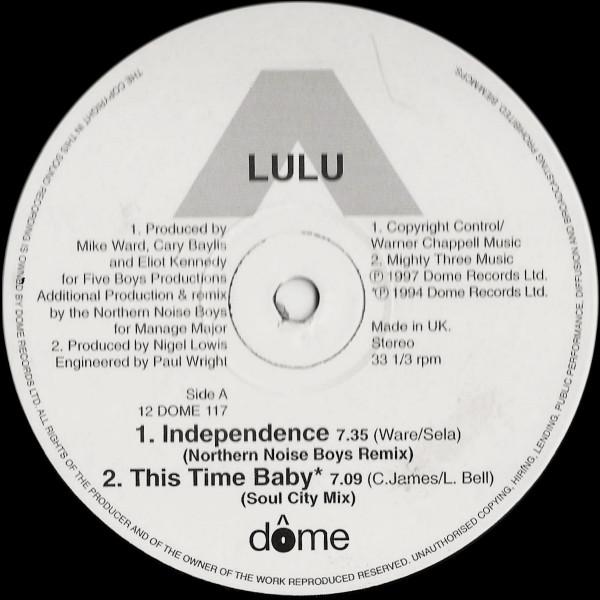 12inch Record LULU - Independence 12DOME117 Dome Records 1997 UK Dance & Electronica Used
12inch Record LULU - Independence 12DOME117 Dome Records 1997 UK Dance & Electronica Used