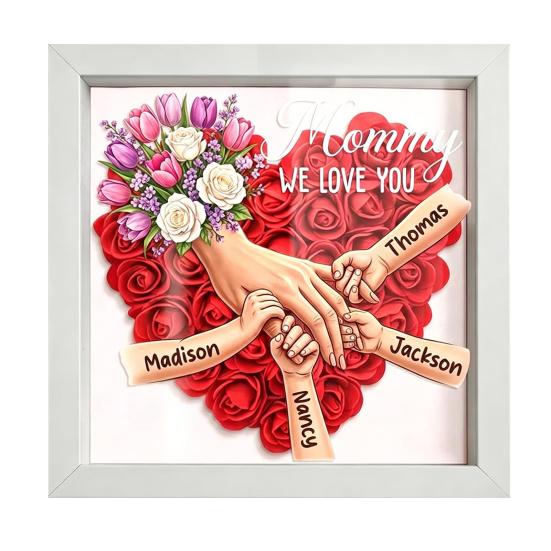 Personalized Mommy I Love You Flower Shadow Box Custom Names Holding Hands Frame Gifts for Mom Grandma from Daughter or Son on Mother s Day S G білий
Personalized Mommy I Love You Flower Shadow Box Custom Names Holding Hands Frame Gifts for Mom Grandma from Daughter or Son on Mother s Day S G білий