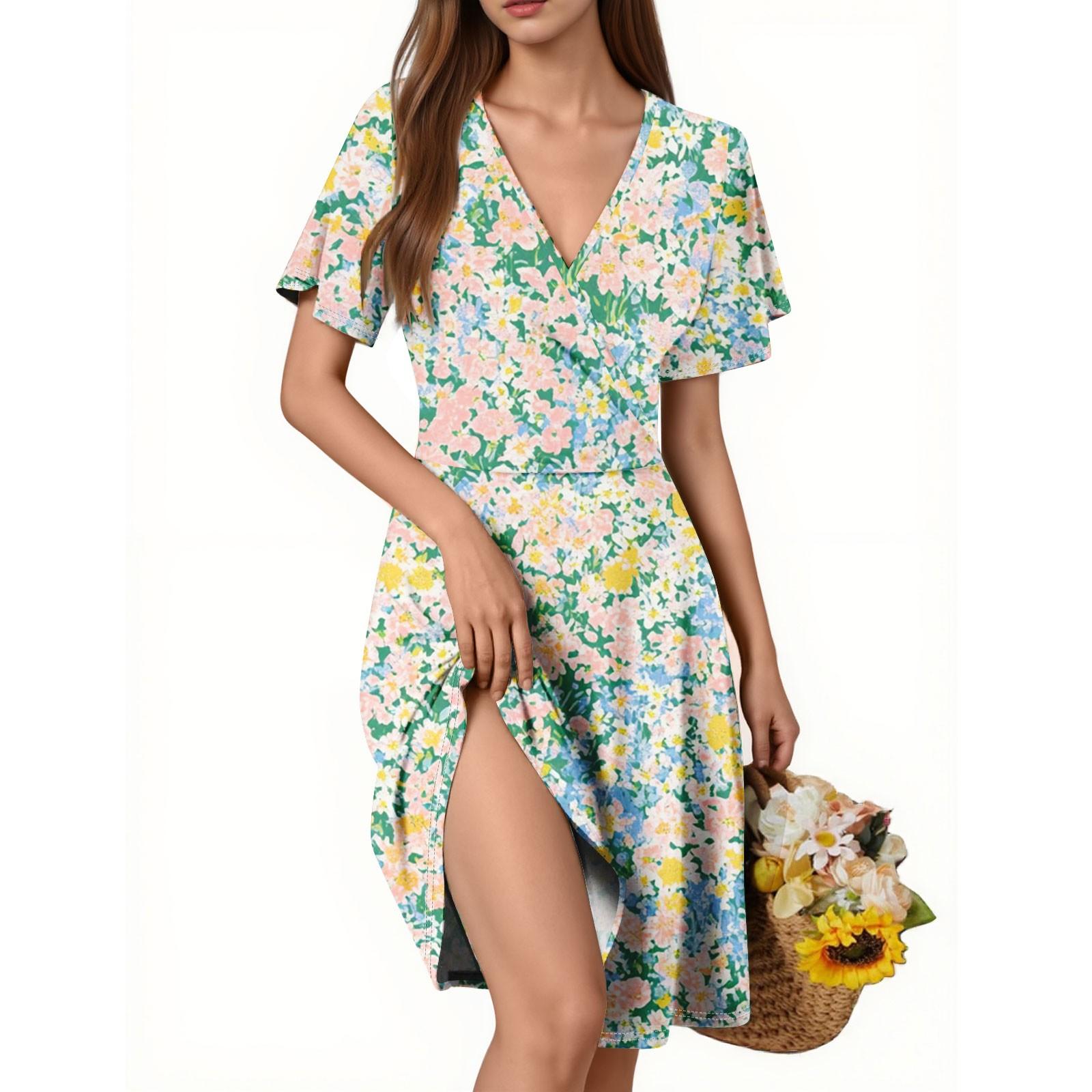 Женское платье с рукавами-трубами, короткими рукавами, повседневное платье с цветочным принтом и V-образным вырезом XL
Женское платье с рукавами-трубами, короткими рукавами, повседневное платье с цветочным принтом и V-образным вырезом XL